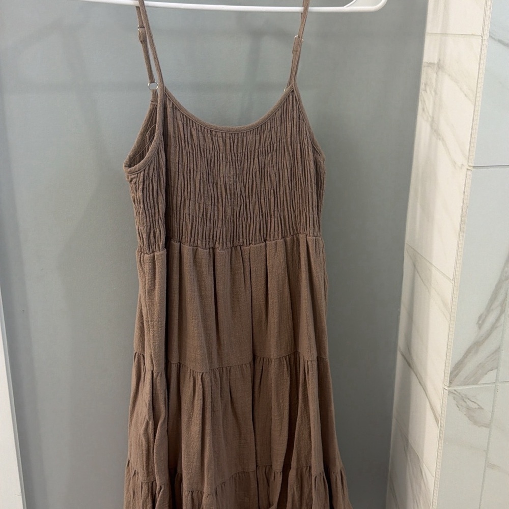 Pink Lily Brown Tiered Mini Dress